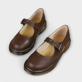 Damen Vintage Mary Jane Schuhe – Klassische Leder Schuhe mit Riemchen & Komfortsohle