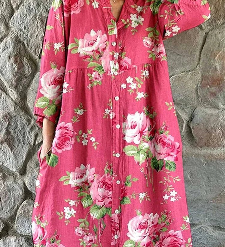 Maddie | Art Floral Hemdblusenkleid