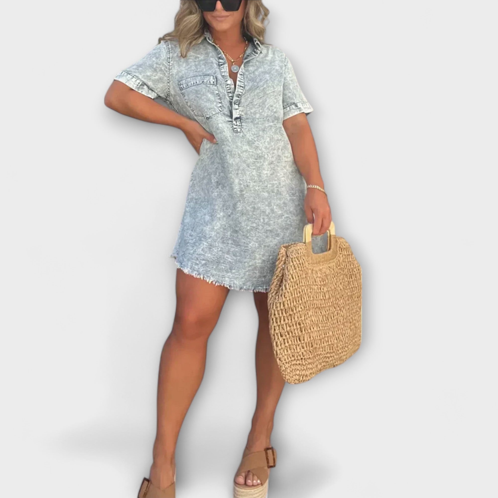 Vera - Lässiges Denim Hemdkleid