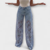 Trendige Spitzen-Patchwork-Jeans